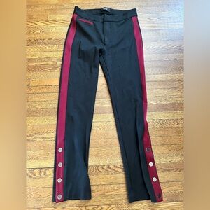 PAIGE Asha Black Maroon Side Tuxedo Stripe Ankle Buttons Pants Size 28